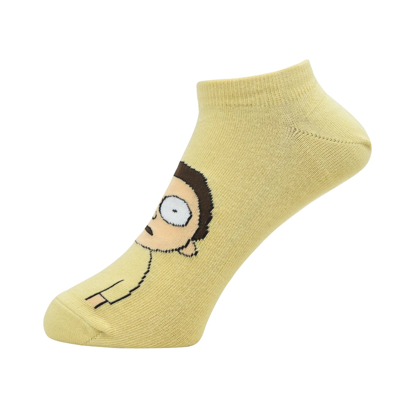 Rick and morty cotton lowcut/ankle character socks for men- made with fine cotton, nylon and elastane - pack of 3 (blue, cream) (free size)