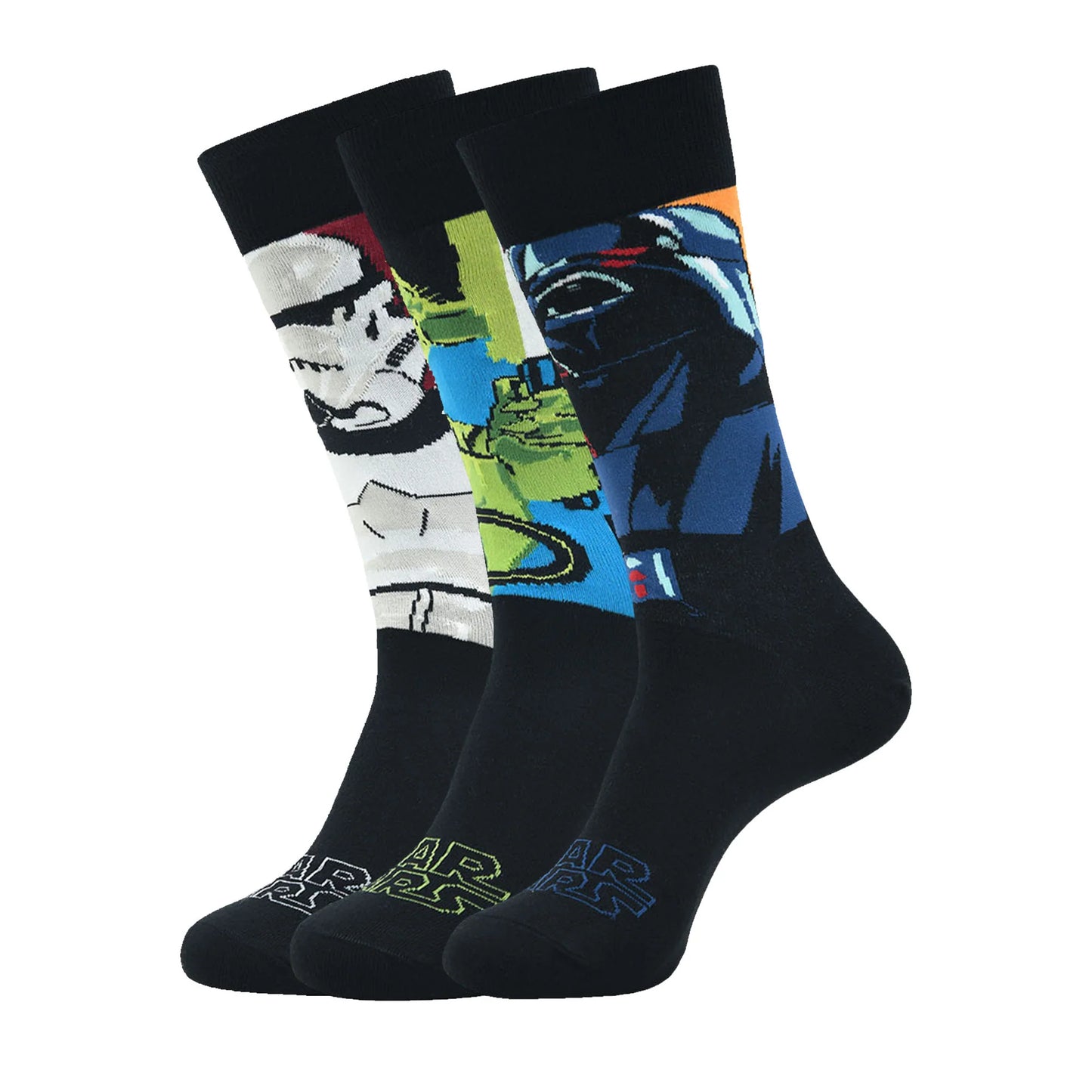 Star wars gift pack for men - clone trooper, yoda, and darth vader-crew socks (black) (pack of 3 pairs/1u)