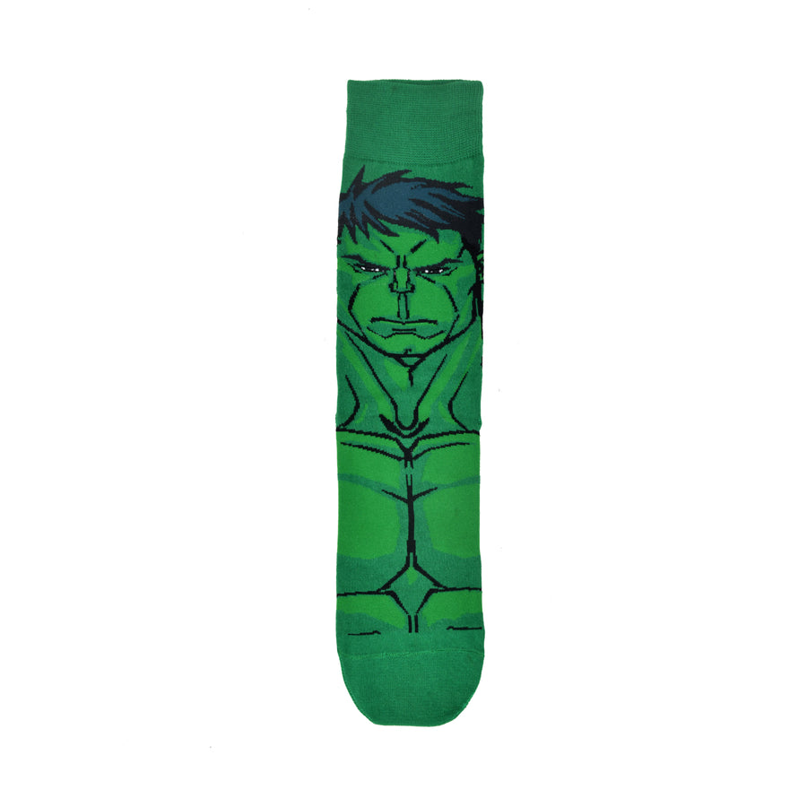 Balenzia x marvel character crew & ankle length sock for men- "the incredible hulk" gift pack (pack of 2 pairs/1u)(free size) green & black