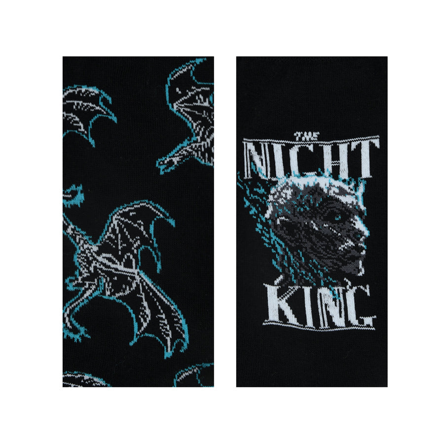 Balenzia x game of thrones the night king & viserion, the ice dragon crew length socks for men (free size) (pack of 2 pairs/1u)black