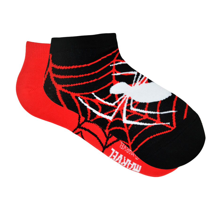 Balenzia x marvel the amazing spider-man themed ankle length socks for men (pack of 2 pairs/1u)(free size) red,blue