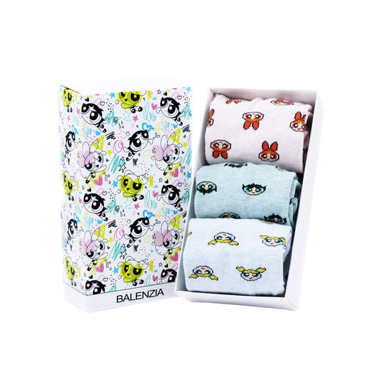 Powerpuff girls gift pack for women-lowcut socks(pack of 3 pairs/1u)