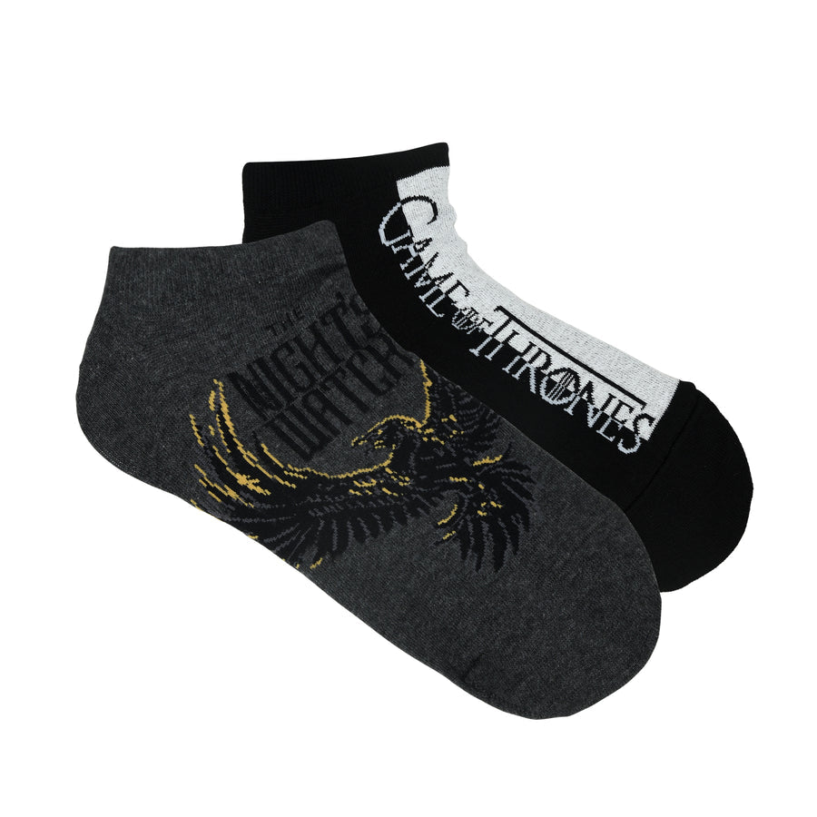 Balenzia x game of thrones the night’s watch ankle length socks for men (free size)(pack of 2 pairs/1u)grey & black