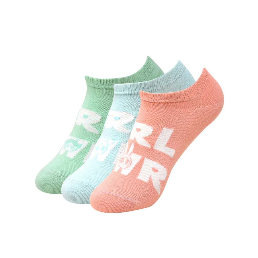 Powerpuff girls women low cut socks by balenzia- pink, blue, green- (pack of 3 pairs/1u)