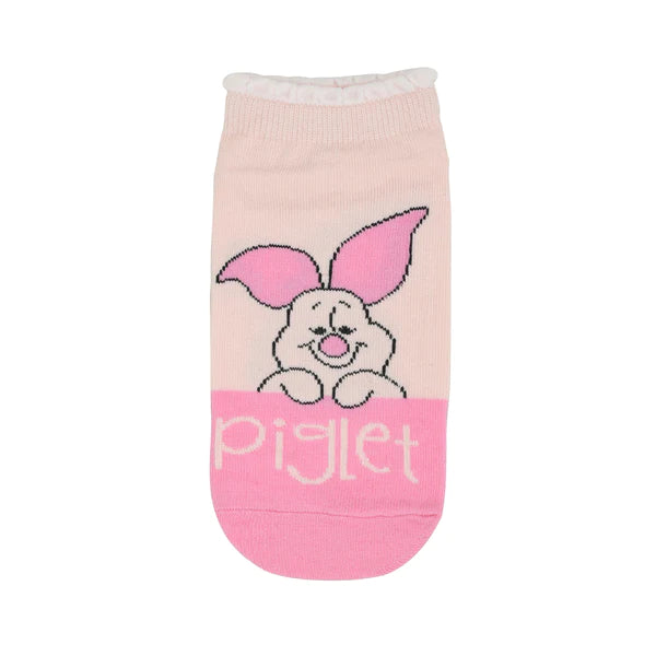 Balenzia x disney winnie the pooh lowcut socks for women-pooh,piglet,eeyore (pack of 3 pairs/1u)(free size) yellow, pink, blue