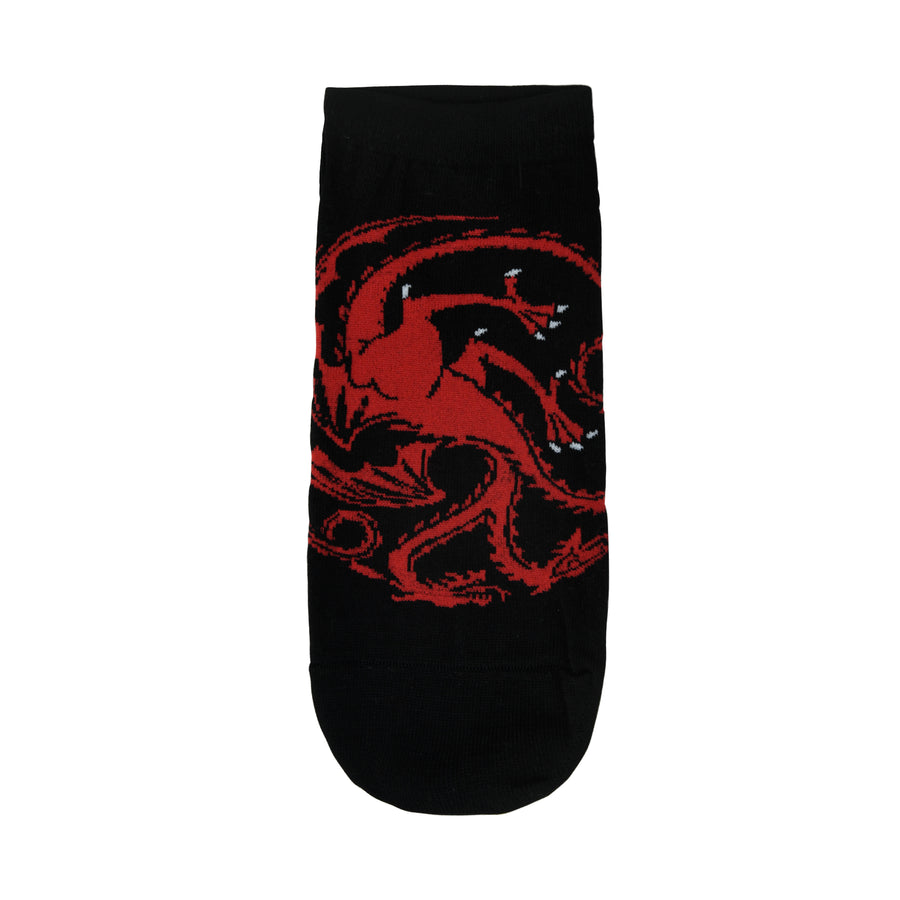 Balenzia x game of thrones house targaryen ankle length/lowcut socks for men (free size) (pack of 2 pairs/1u)black