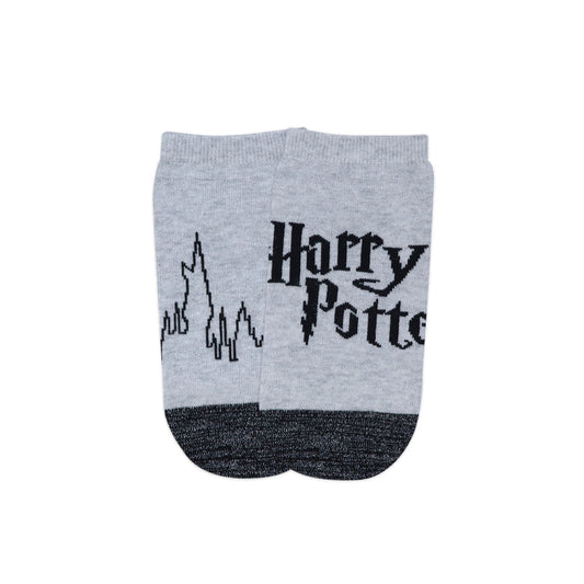 Balenzia x harry potter harry potter logo & hogwarts castle silver lurex socks for women (pack of 2 pairs/1u)- silver