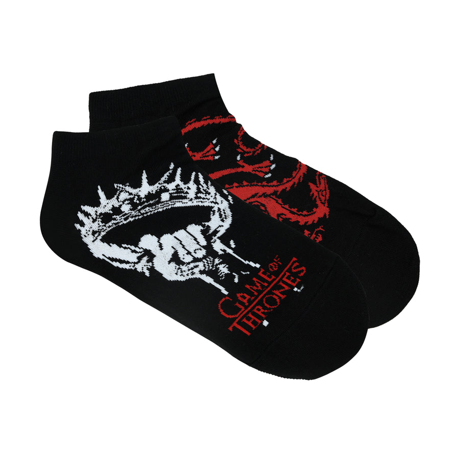 Balenzia x game of thrones house targaryen ankle length/lowcut socks for men (free size) (pack of 2 pairs/1u)black