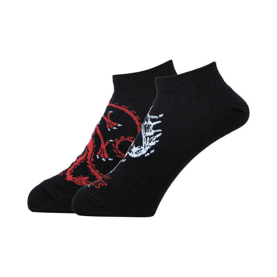 Balenzia x game of thrones house targaryen ankle length/lowcut socks for men (free size) (pack of 2 pairs/1u)black