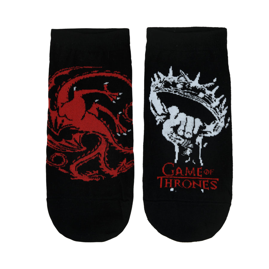 Balenzia x game of thrones house targaryen ankle length/lowcut socks for men (free size) (pack of 2 pairs/1u)black