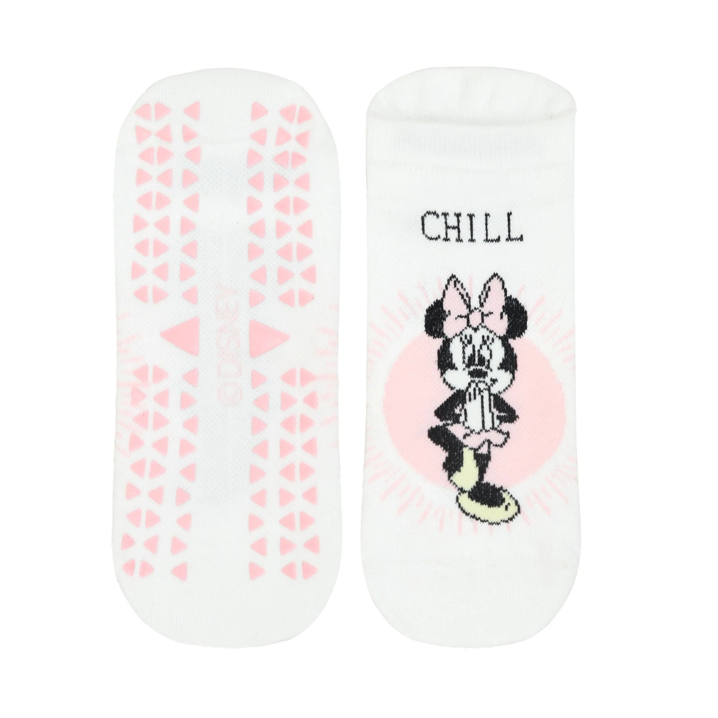 Balenzia x disney character anti bacterial yoga socks for women with anti skid - daisy & minnie (pack of 2 pairs/1u)white pink