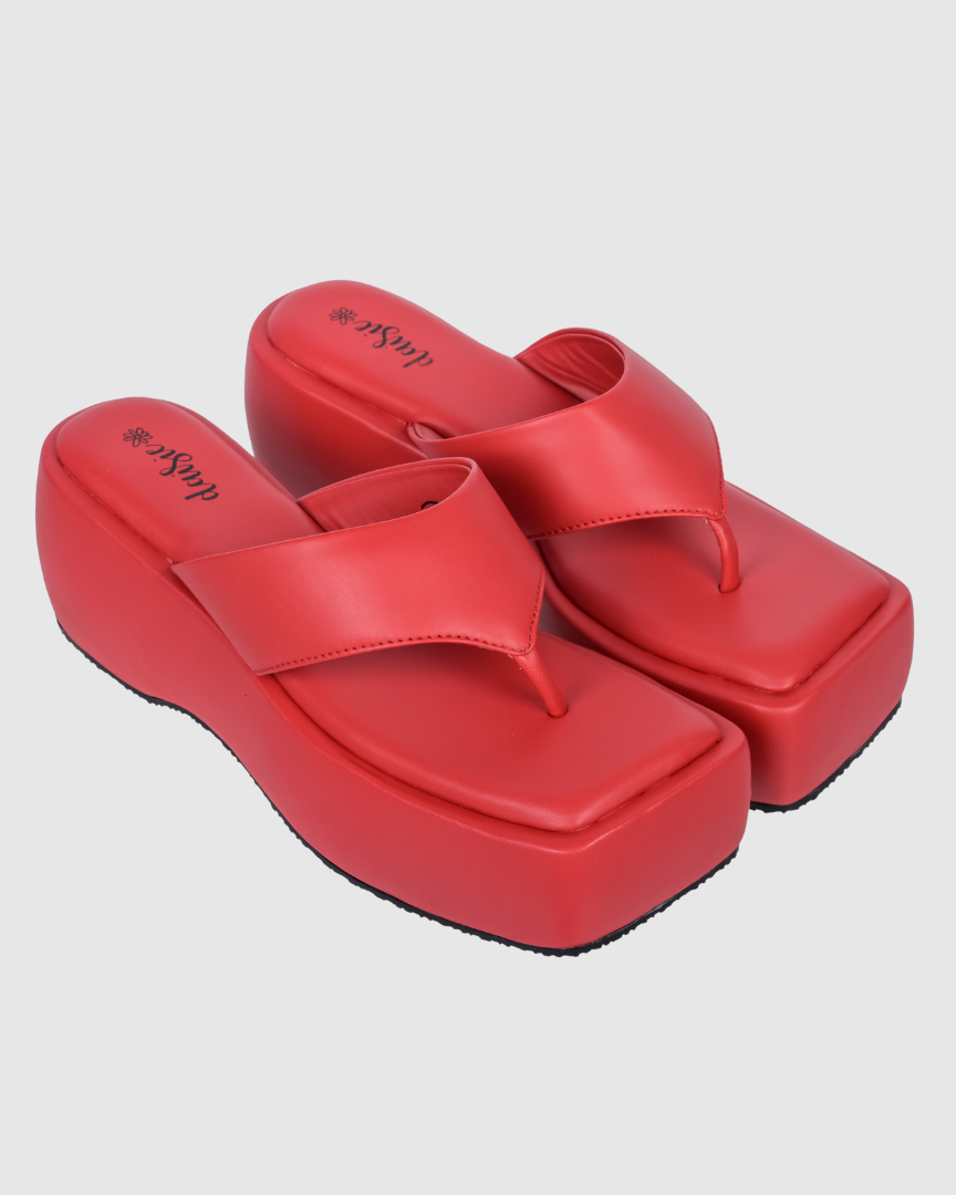 Y2k Block Chunky Red platforms