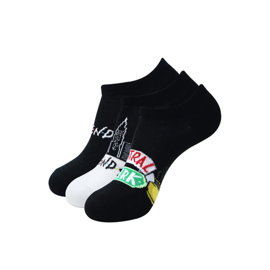 Balenzia x friends friends logo & central perk lowcut socks for women (pack of 3 pairs/1u) - black