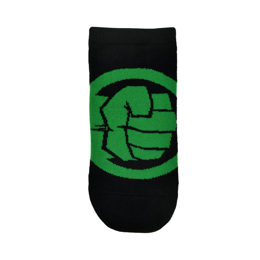 Balenzia x marvel character crew & ankle length sock for men- "the incredible hulk" gift pack (pack of 2 pairs/1u)(free size) green & black