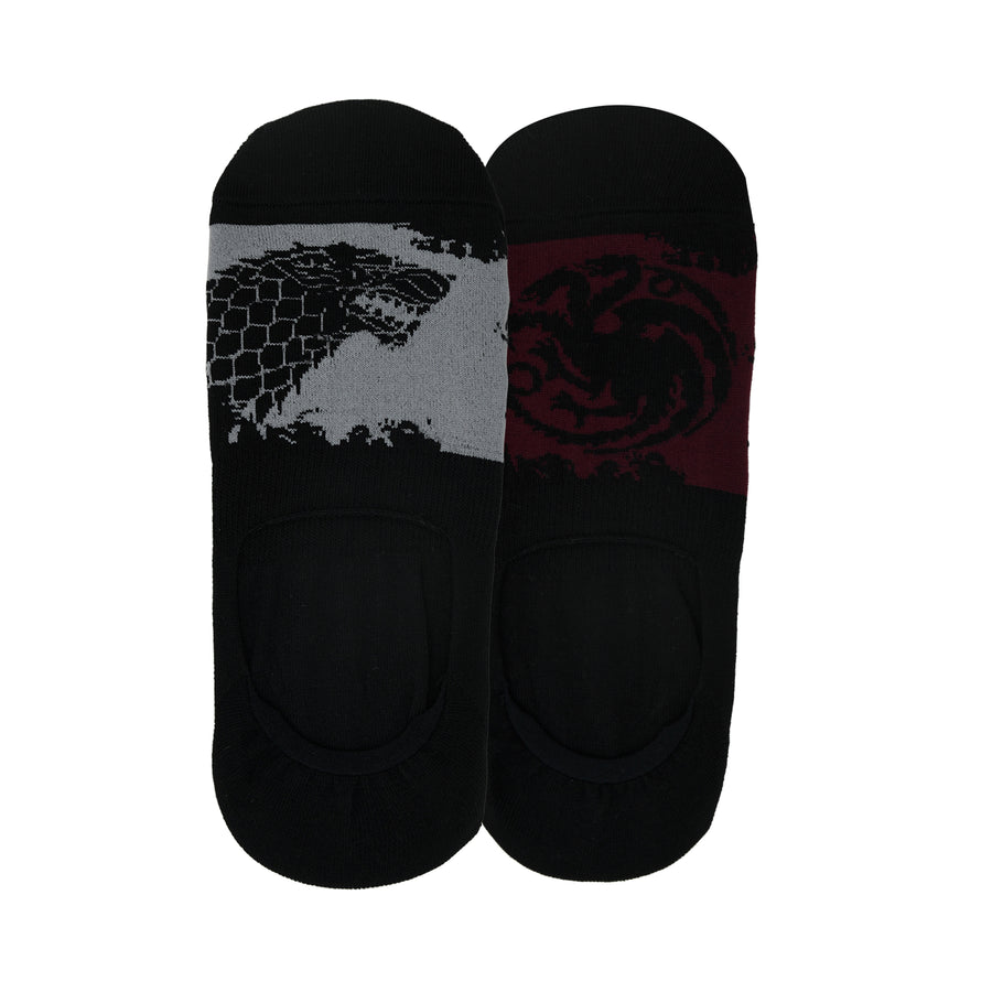 Balenzia x game of thrones house targaryen & house of stark loafer/invisible socks for men (free size)(pack of 2 pairs/1u) grey & maroon