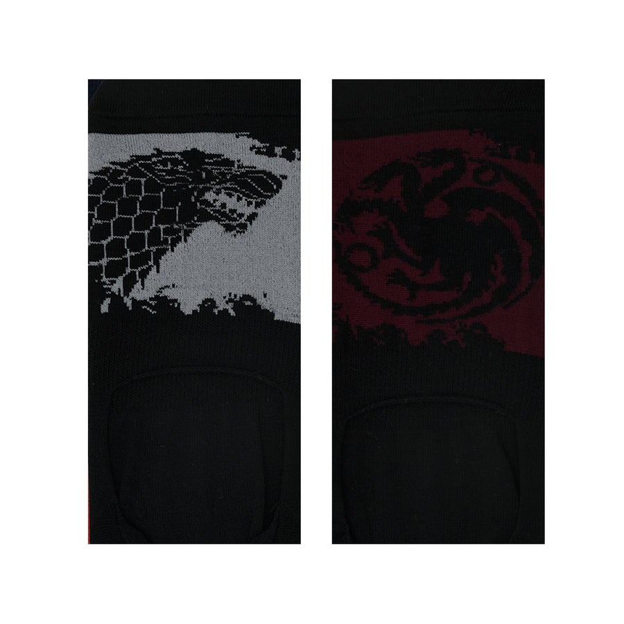 Balenzia x game of thrones house targaryen & house of stark loafer/invisible socks for men (free size)(pack of 2 pairs/1u) grey & maroon