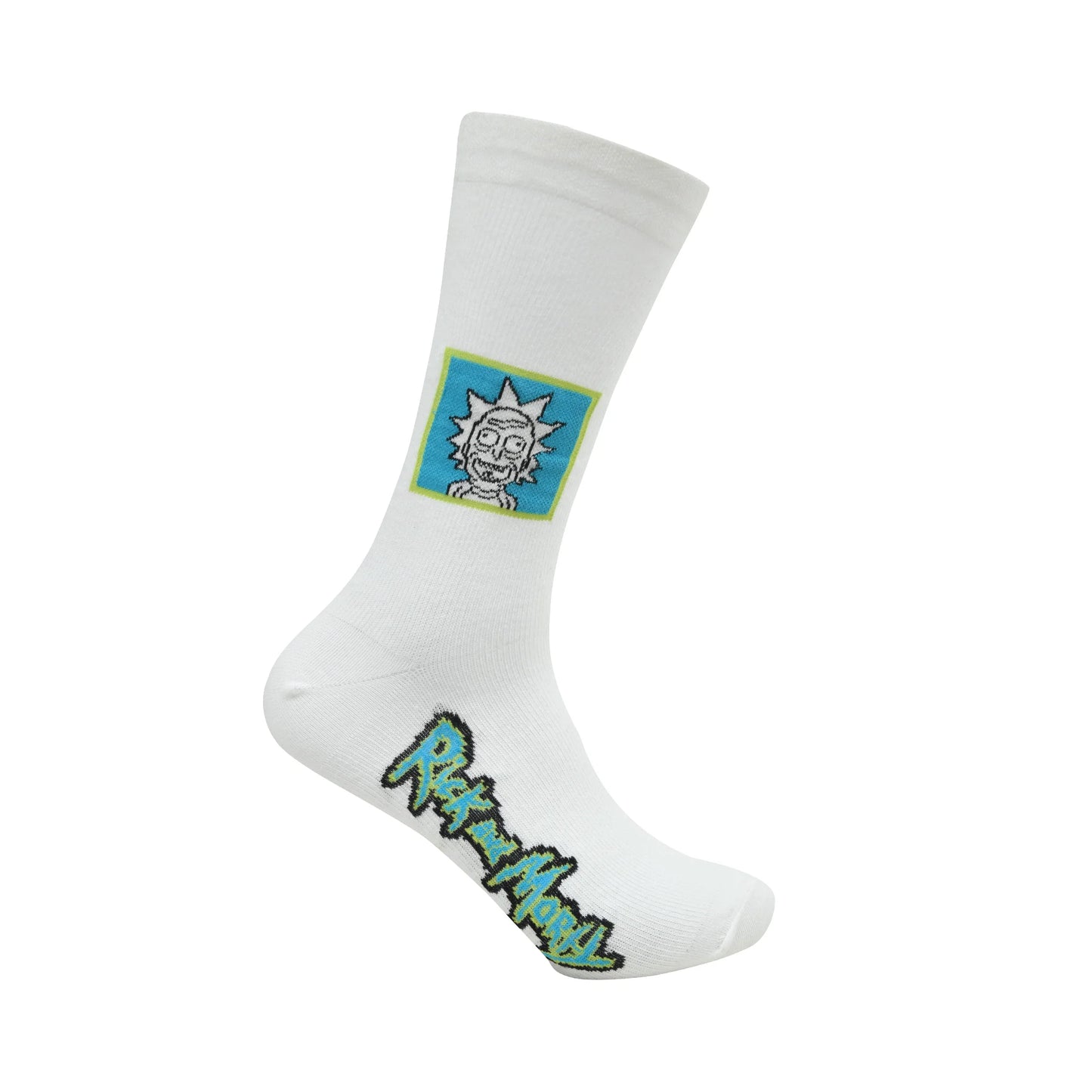 Rick and morty cotton crew socks for men (pack of 2) (free size) (white)