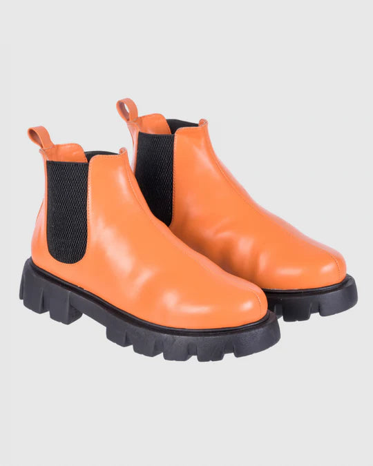 Y2K Orange Ankle Boots