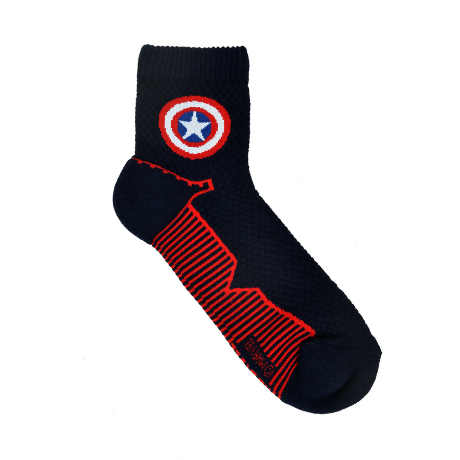 Balenzia x marvel iron man,captain america & hulk logo high ankle half cushioned sports socks for men-(pack of 3 pairs/1u)(free size)white,green,navy