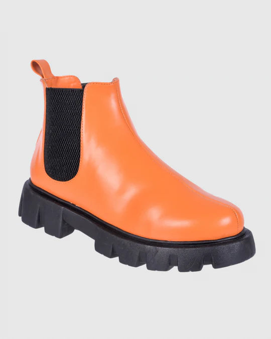 Y2K Orange Ankle Boots