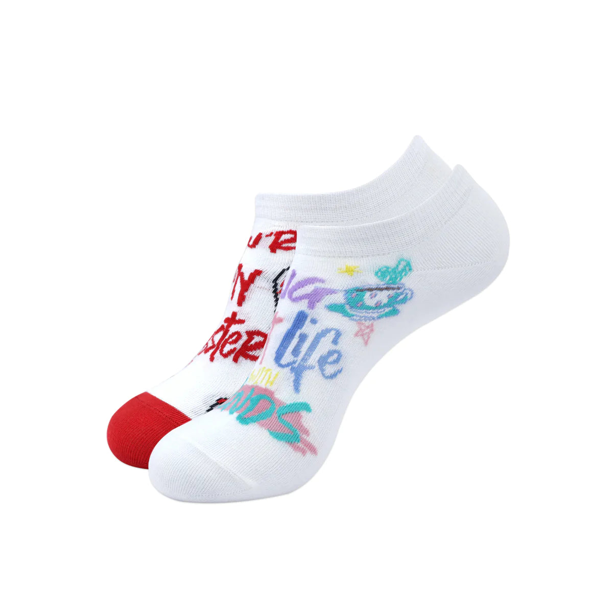 Balenzia x friends "you are my lobster" & "living my best life with friends" lowcut socks for women (pack of 2 pairs/1u) - white