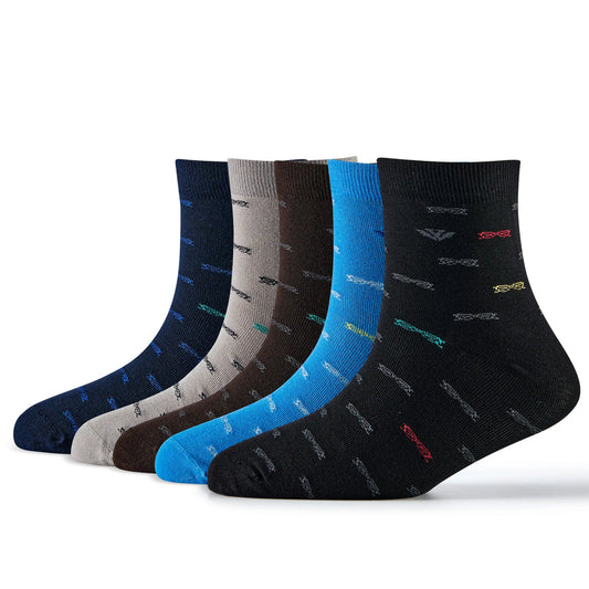 Young Wings Multicolor Self Design Free Size Ankle length Design Causal & Formal Wear Socks-(Pack of 5, Style no.2407-M1)