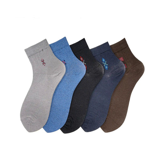 Young Wings Men's Multi Colour Cotton Fabric Solid Ankle Length Socks - Pack of 5, Style no. 2200-M1