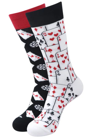 Balenzia special edition poker crew socks for men (pack of 2 pairs/1u)(black,white)