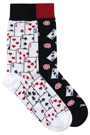 Balenzia special edition poker crew socks for men (pack of 2 pairs/1u)(black,white)