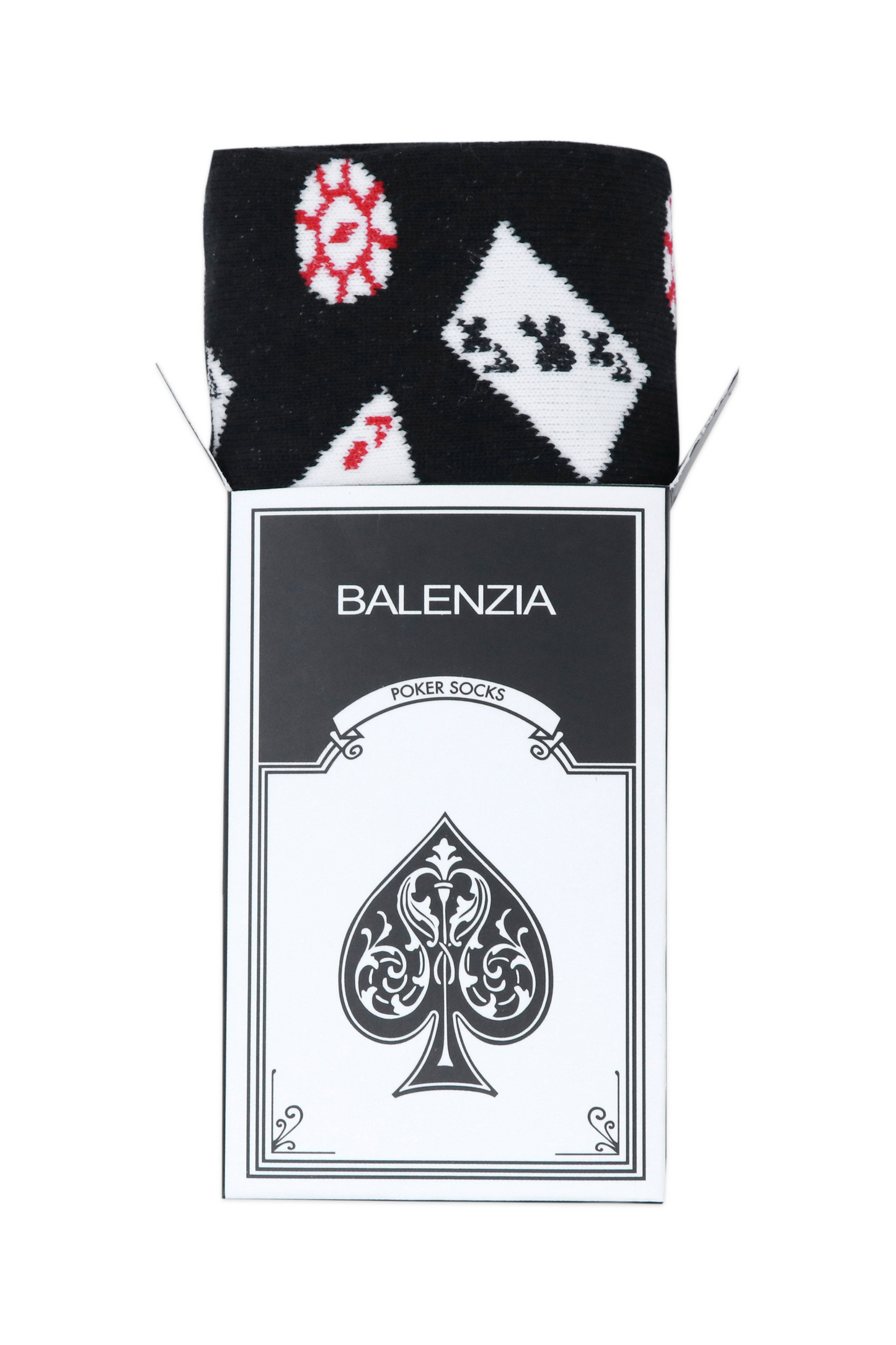 Balenzia special edition poker crew socks for men (pack of 2 pairs/1u)(black,white)