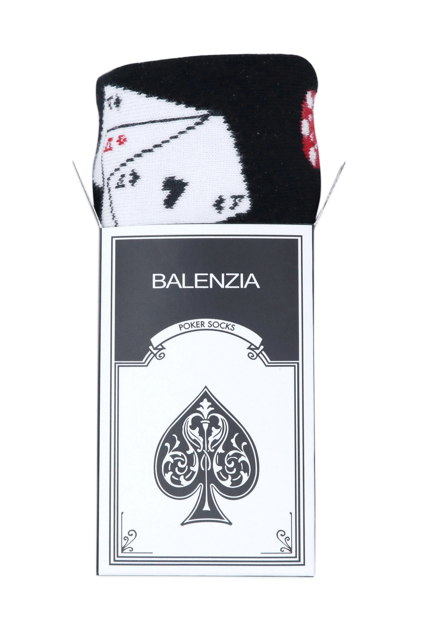 Balenzia special edition poker crew socks for men (pack of 2 pairs/1u)(black,white)