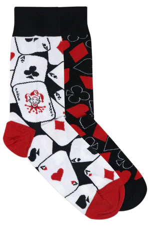 Balenzia special edition poker crew socks for men (pack of 2 pairs/1u)(black,white)