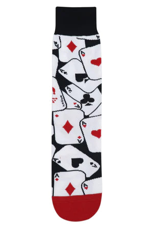 Balenzia special edition poker crew socks for men (pack of 2 pairs/1u)(black,white)