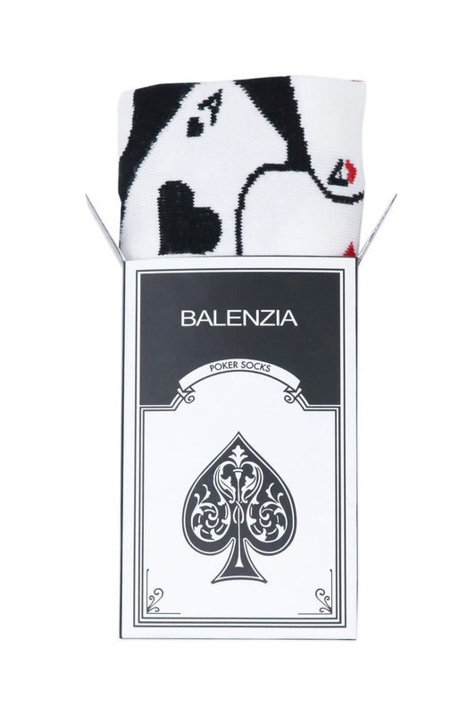 Balenzia special edition poker crew socks for men (pack of 2 pairs/1u)(black,white)