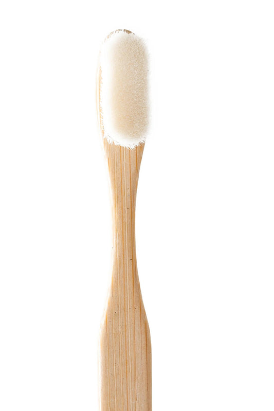 Bamboo toothbrush white nano - flat handle