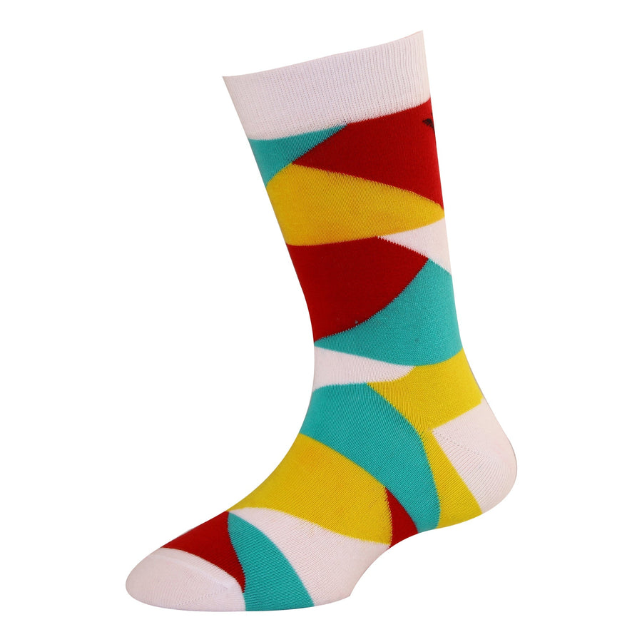 Men's YW-M1-317 Fashion Multi Colour Blocks Crew Socks