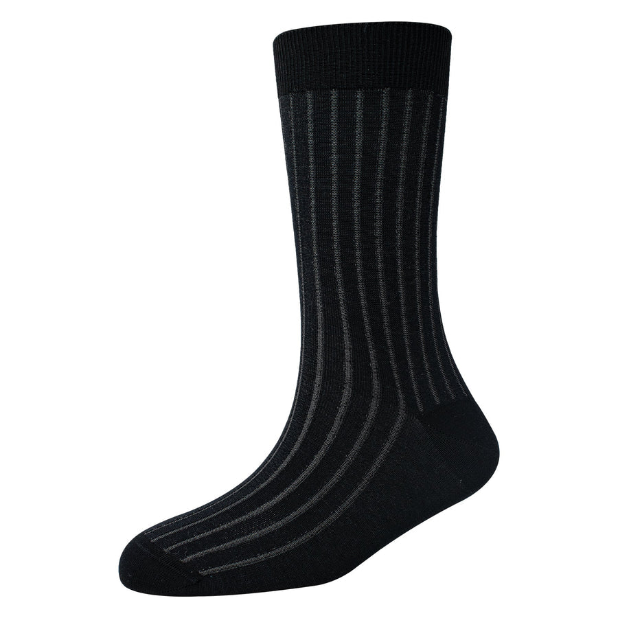 Men's Super Fine 8x1 Shadow Rib Standard Length socks