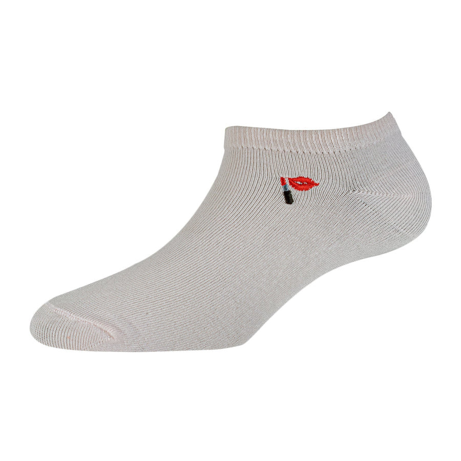 Women's Low Ankle Antibacterial Cotton socks with Embroidery Plain - YW-W1-6002