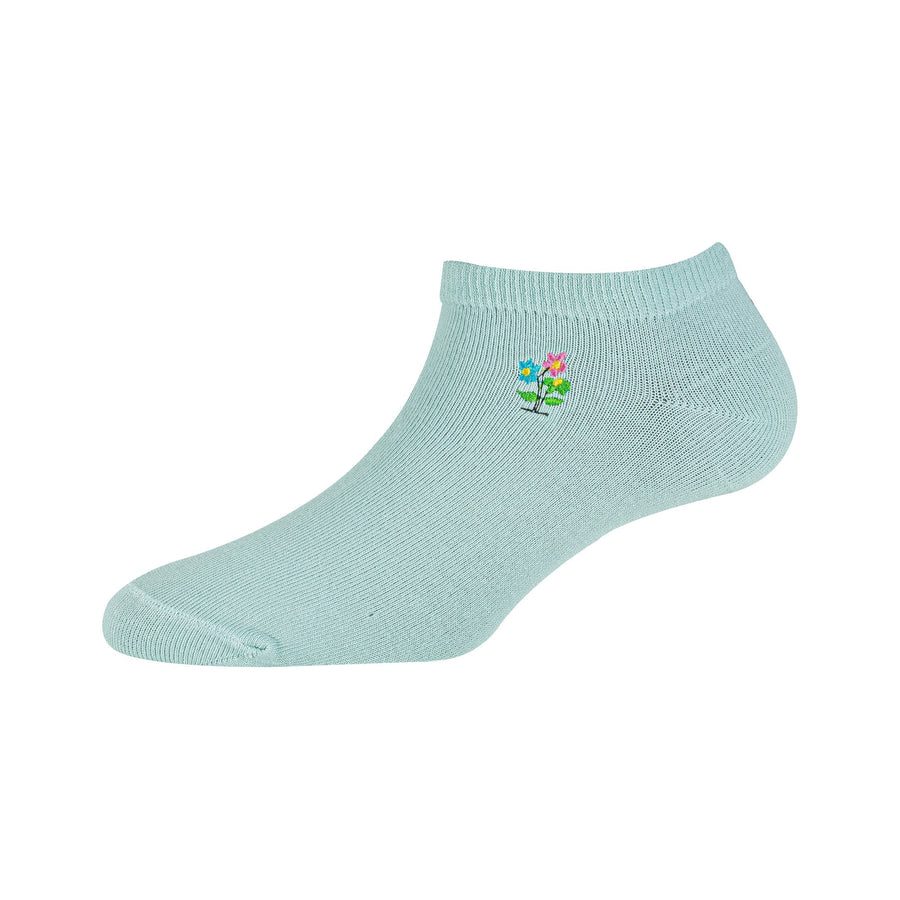 Women's Low Ankle Antibacterial Cotton socks with Embroidery Plain - YW-W1-6002