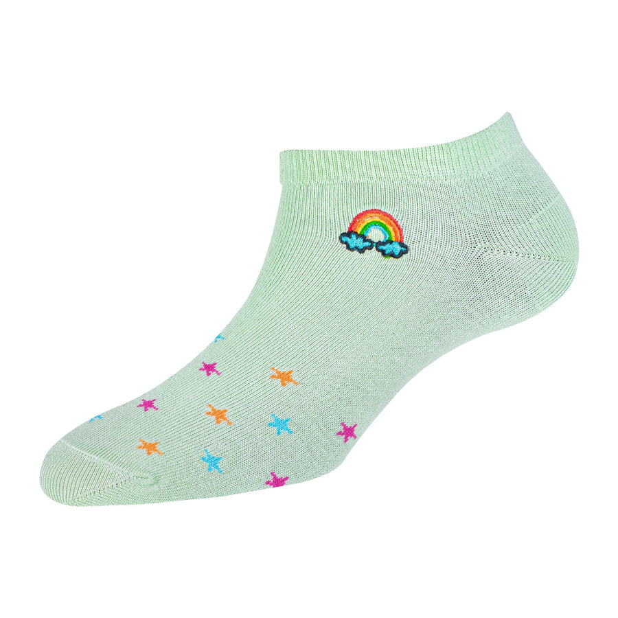 Women's Low Ankle Antibacterial Cotton socks with Embroidery Fancy- YW-W1-6003