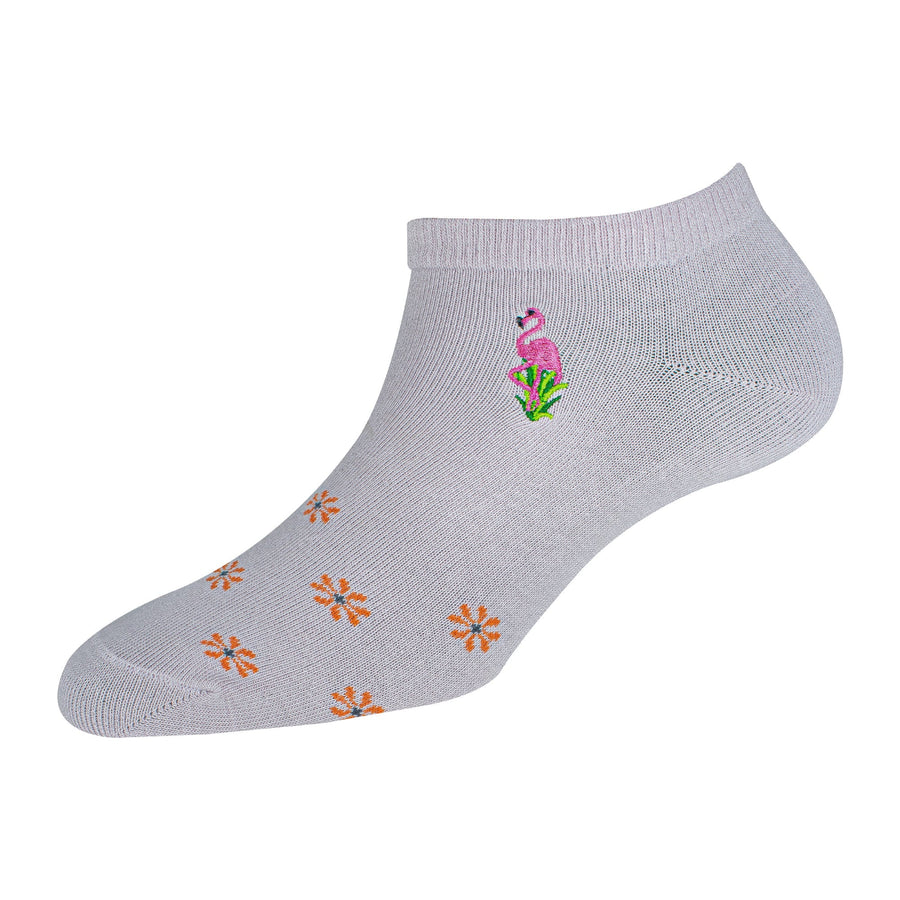 Women's Low Ankle Antibacterial Cotton socks with Embroidery Fancy- YW-W1-6003