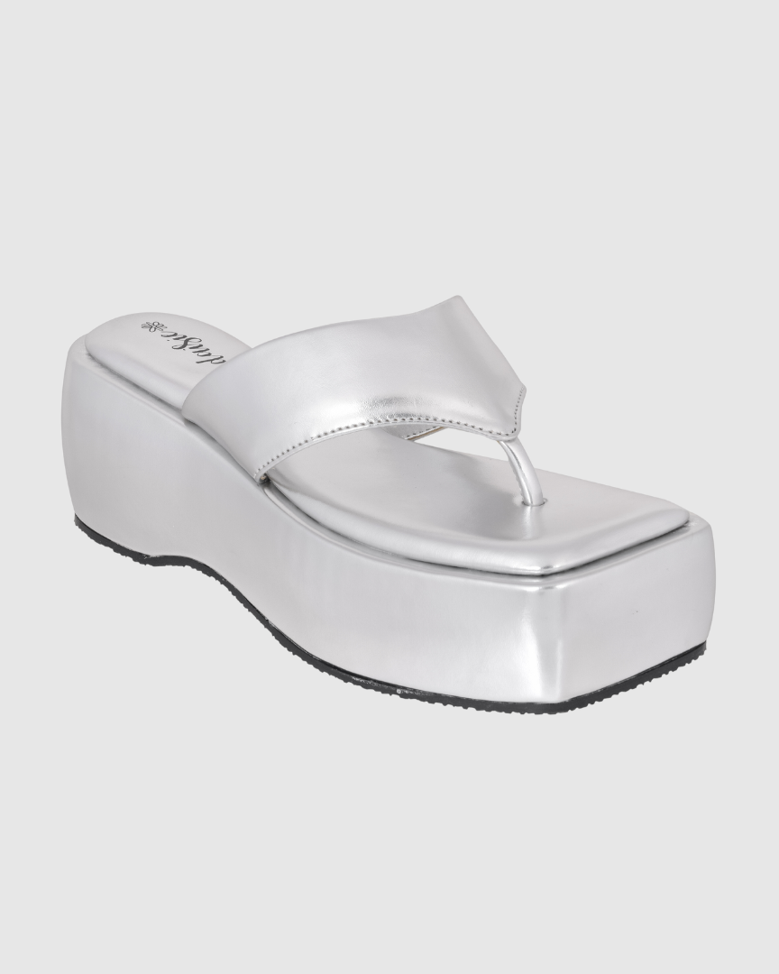 Y2K Chunky Bling Silver platforms