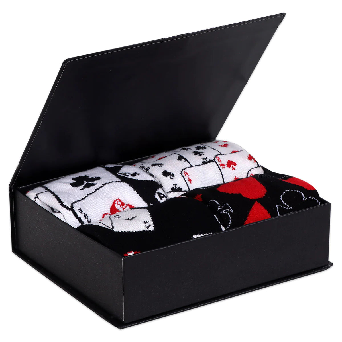 Balenzia special edition poker gift box for men (free size)(black,white) (pack of 4 pairs/1u)