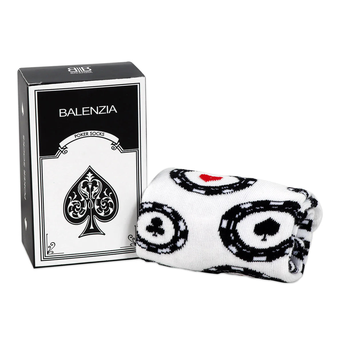 Balenzia special edition poker crew length socks for men- black,white (free size)(pack of 2 pairs/1u)