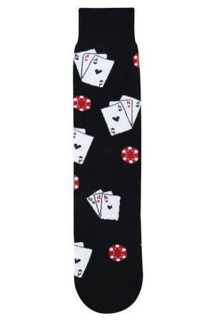 Balenzia special edition poker crew socks for men (pack of 2 pairs/1u)(black,white)