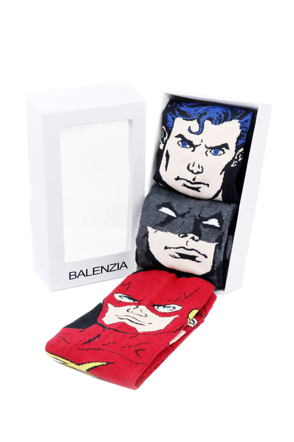 Justice league men's character socks - superman, batman, flash - special edition-(pack of 3 pairs/1u)