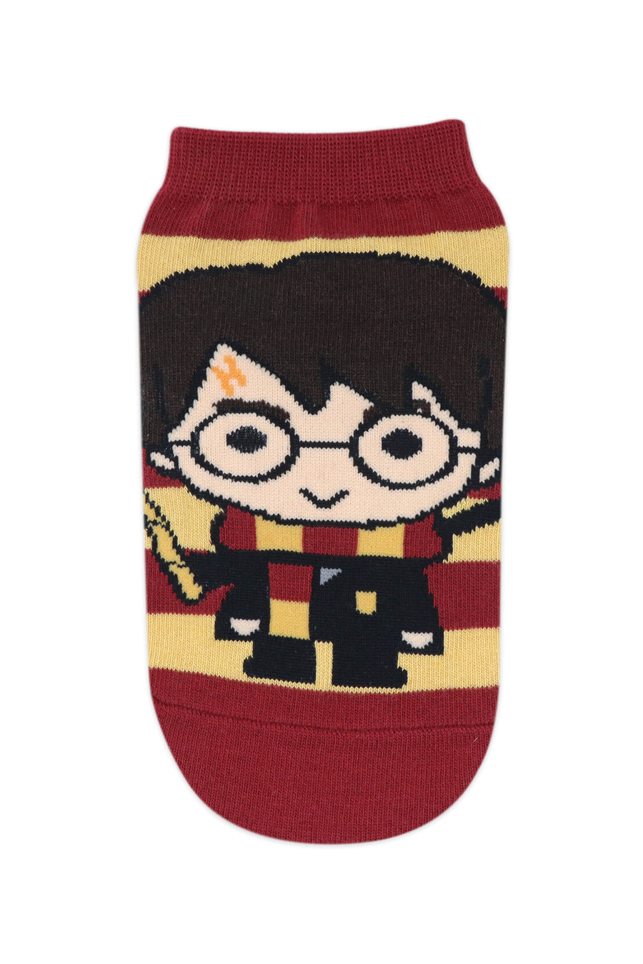 Balenzia x harry potter chibi stripes & colour block lowcut socks for women (pack of 2 pairs/1u)- red & yellow