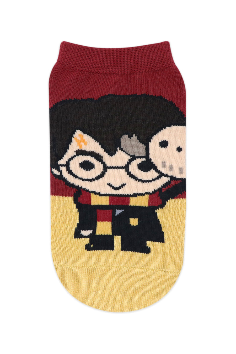 Balenzia x harry potter chibi stripes & colour block lowcut socks for women (pack of 2 pairs/1u)- red & yellow