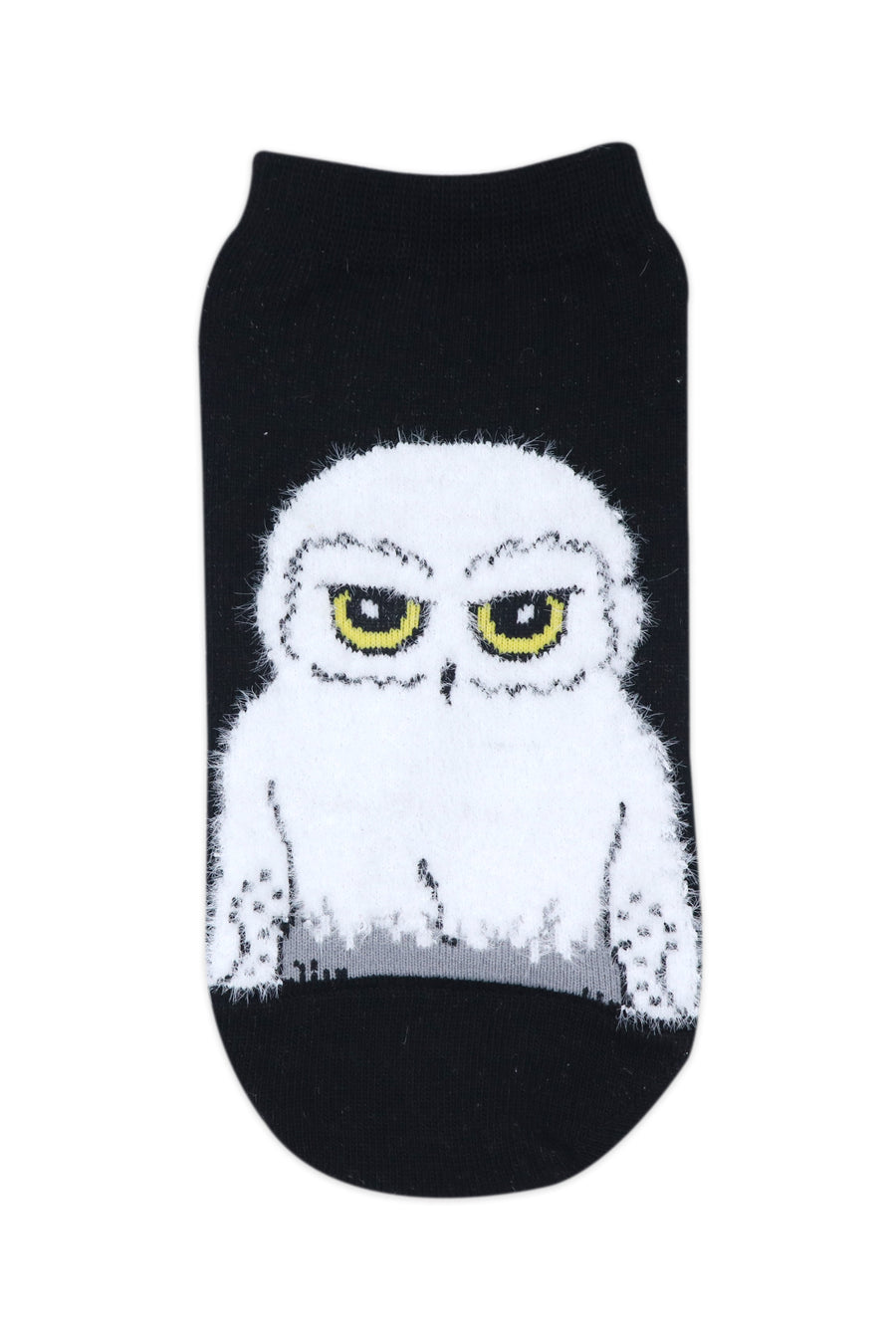 Balenzia x harry potter love symbol & hedwig fur lowcut socks for women(pack of 2 pairs/1u)- black & white