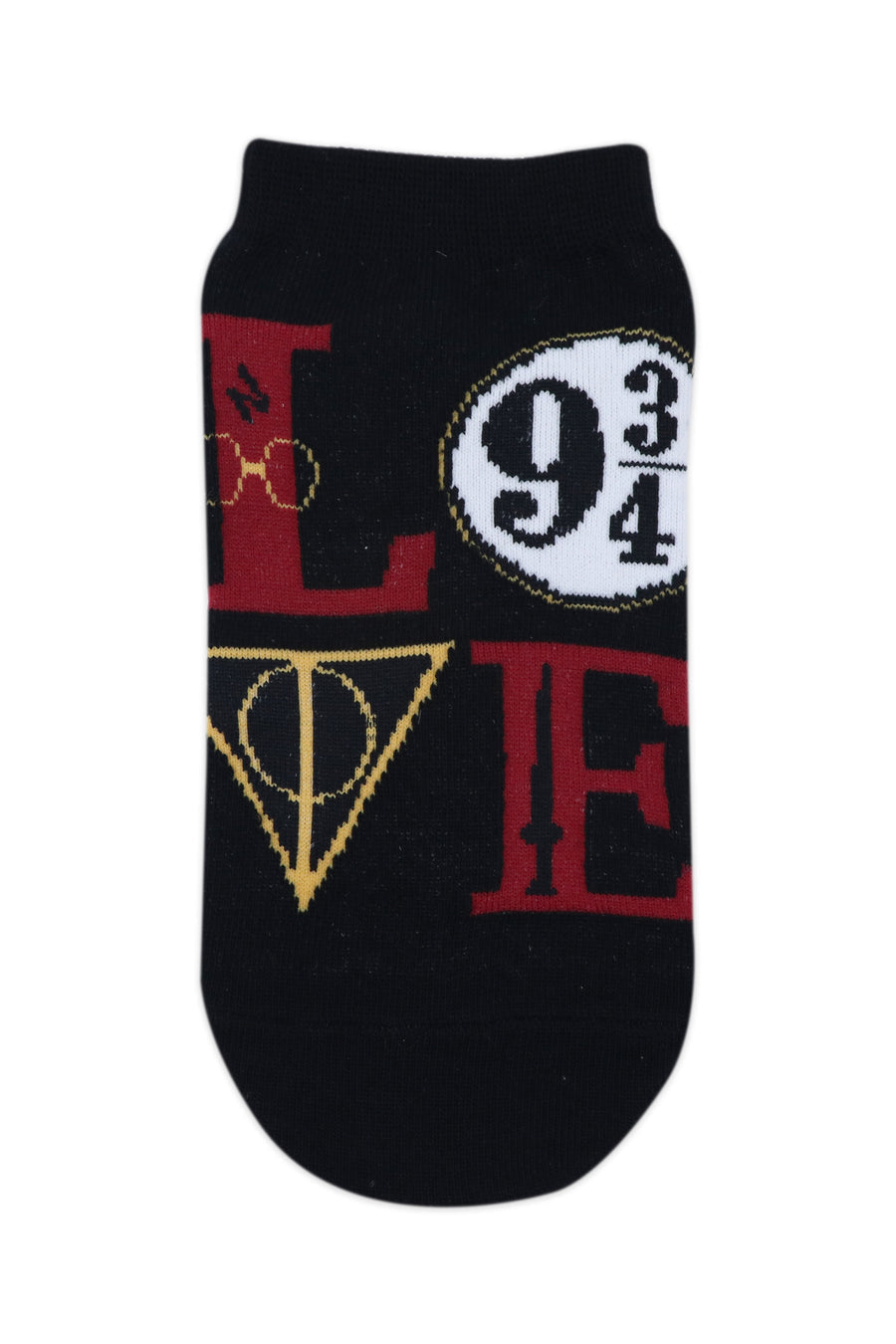 Balenzia x harry potter love symbol & hedwig fur lowcut socks for women(pack of 2 pairs/1u)- black & white